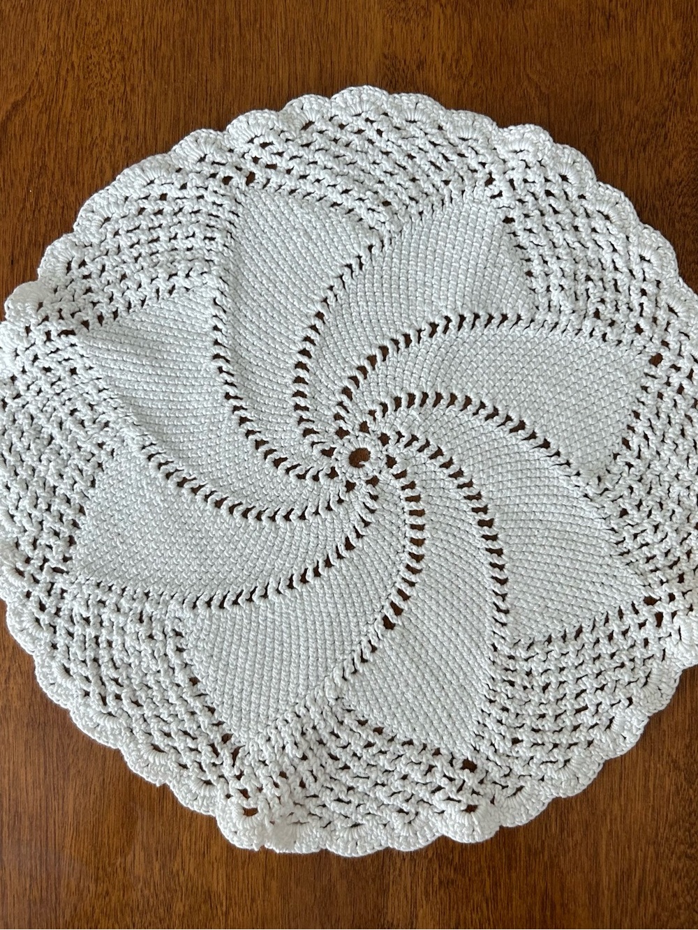 Handmade Crocheted Round Doily in White